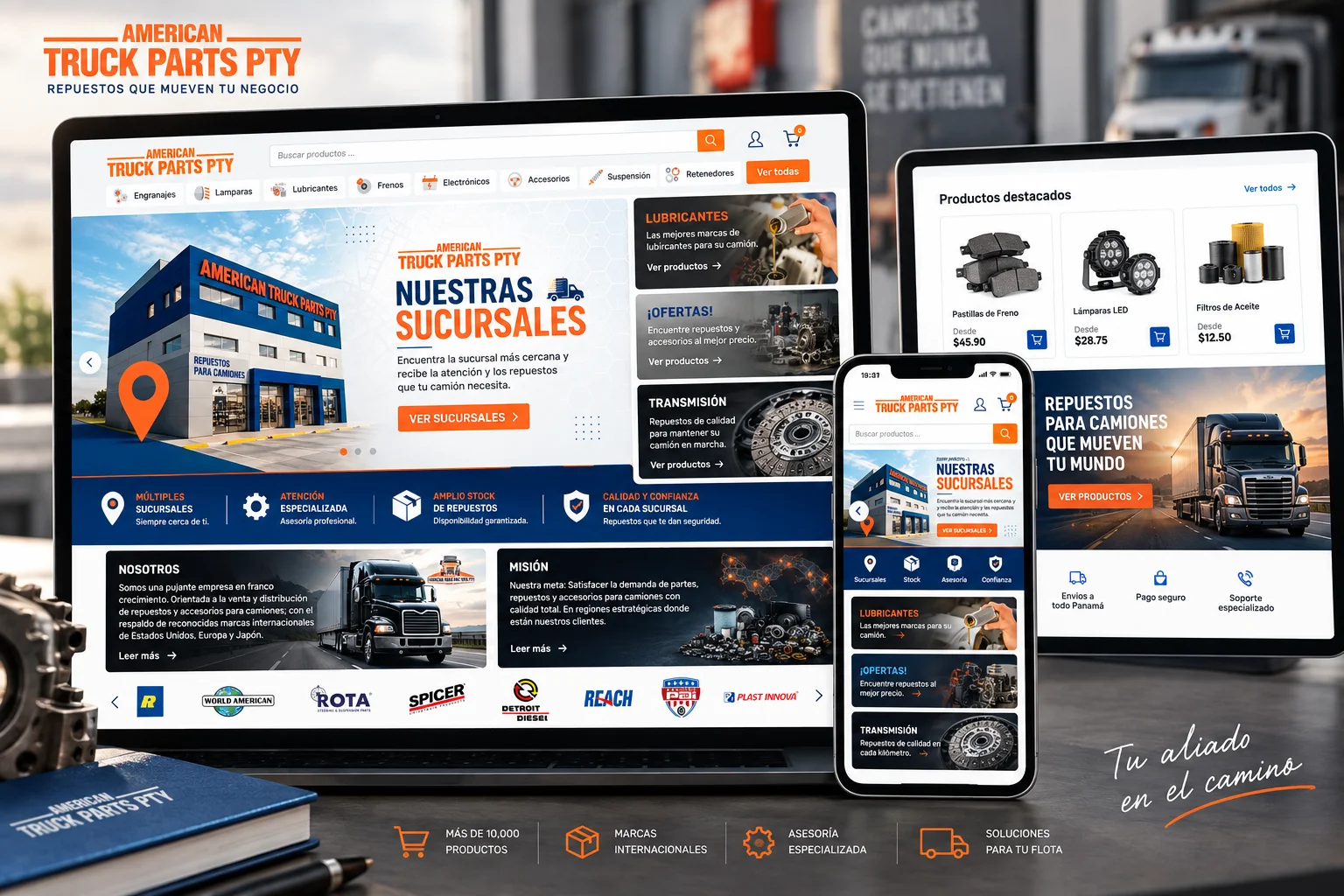 Proyecto e-commerce American Truck Parts desarrollado por Web Studio Panamá