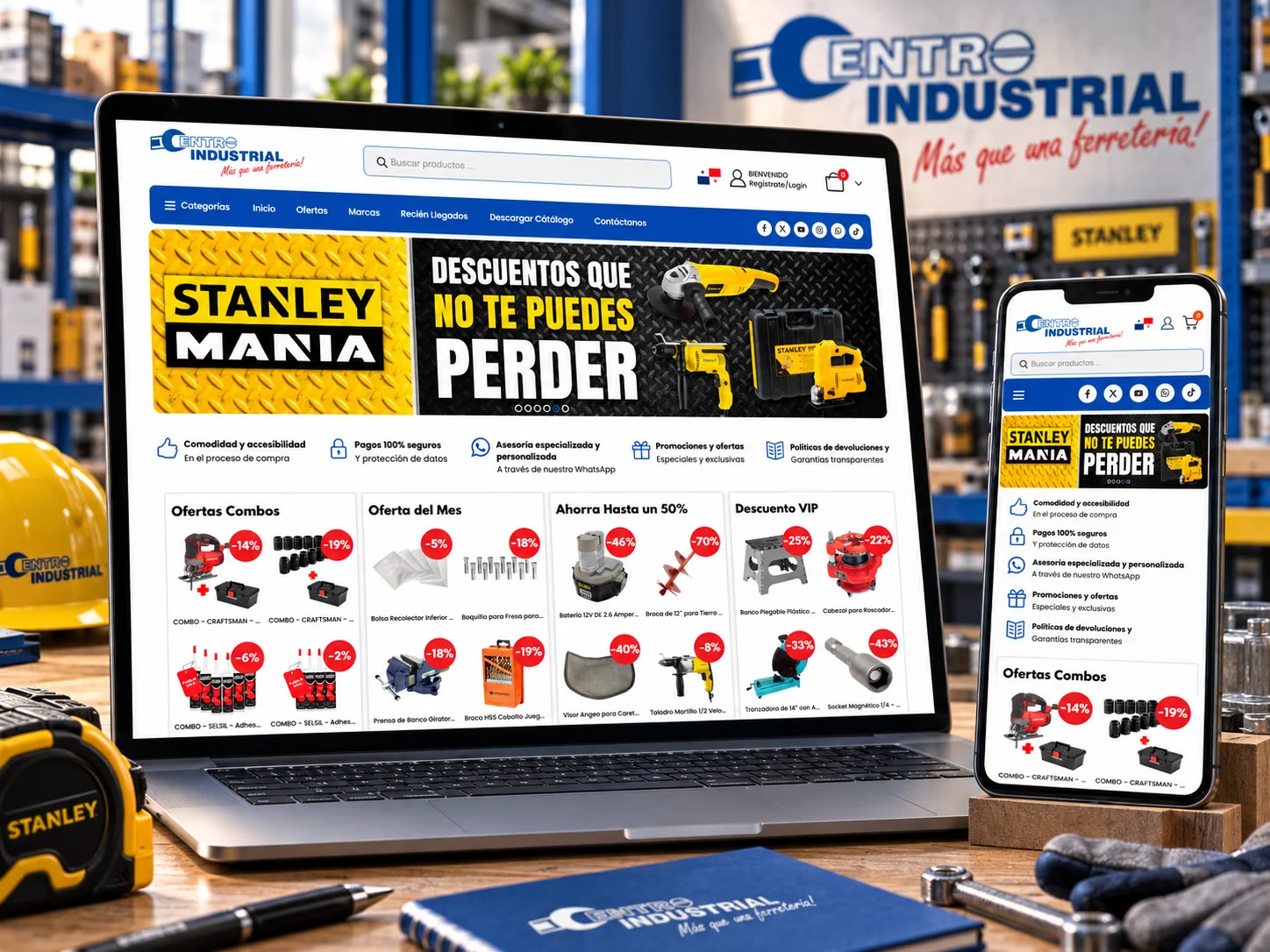 Proyecto e-commerce Centro Industrial desarrollado por Web Studio Panamá