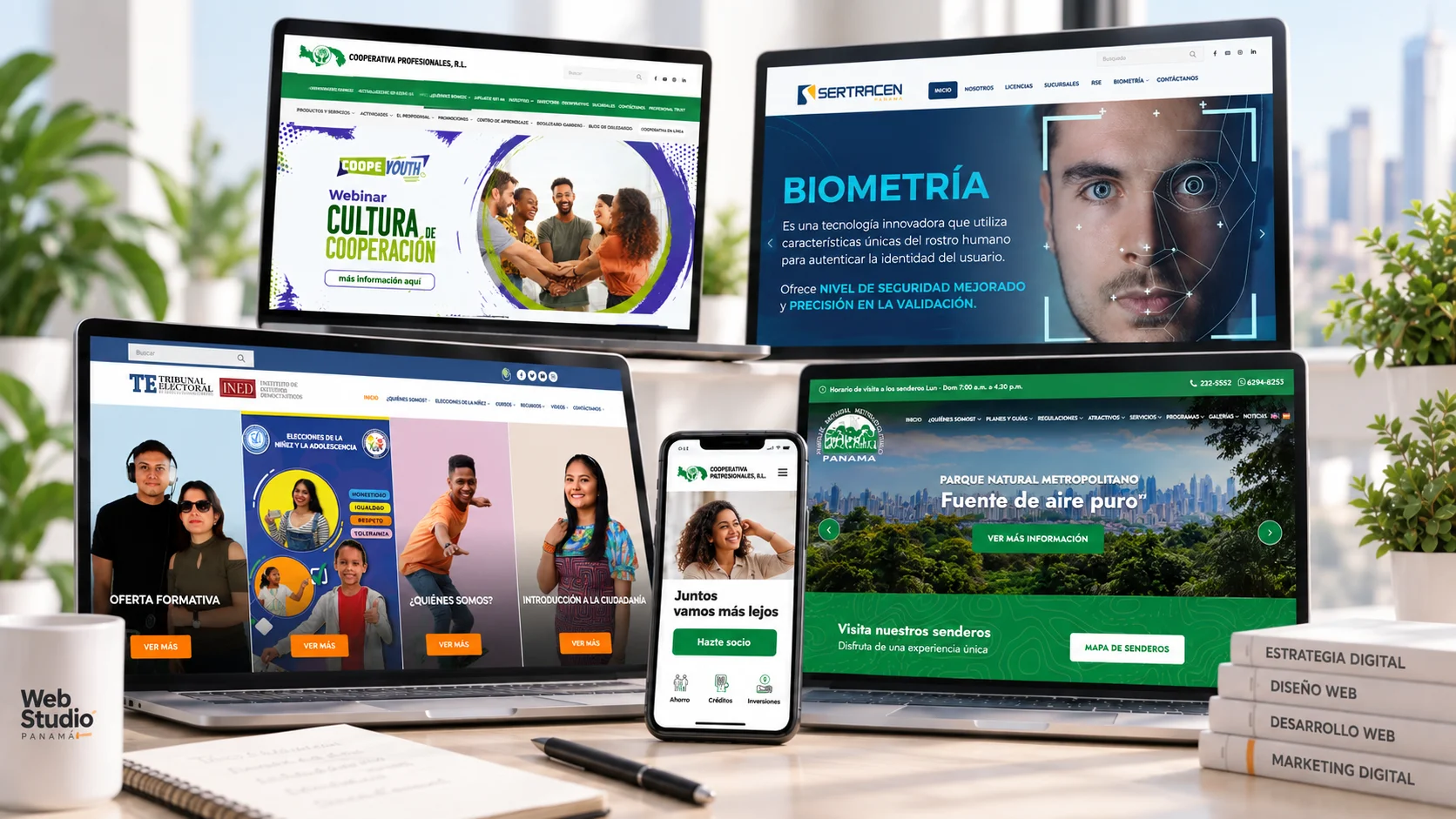 Equipo de Web Studio Panamá trabajando en estrategia SEO y arquitectura de contenidos