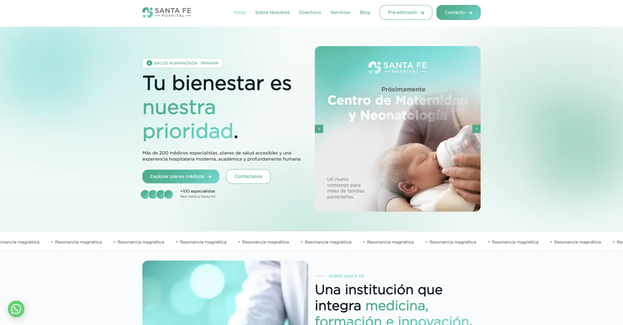 Web corporativa Hospital SantaFe